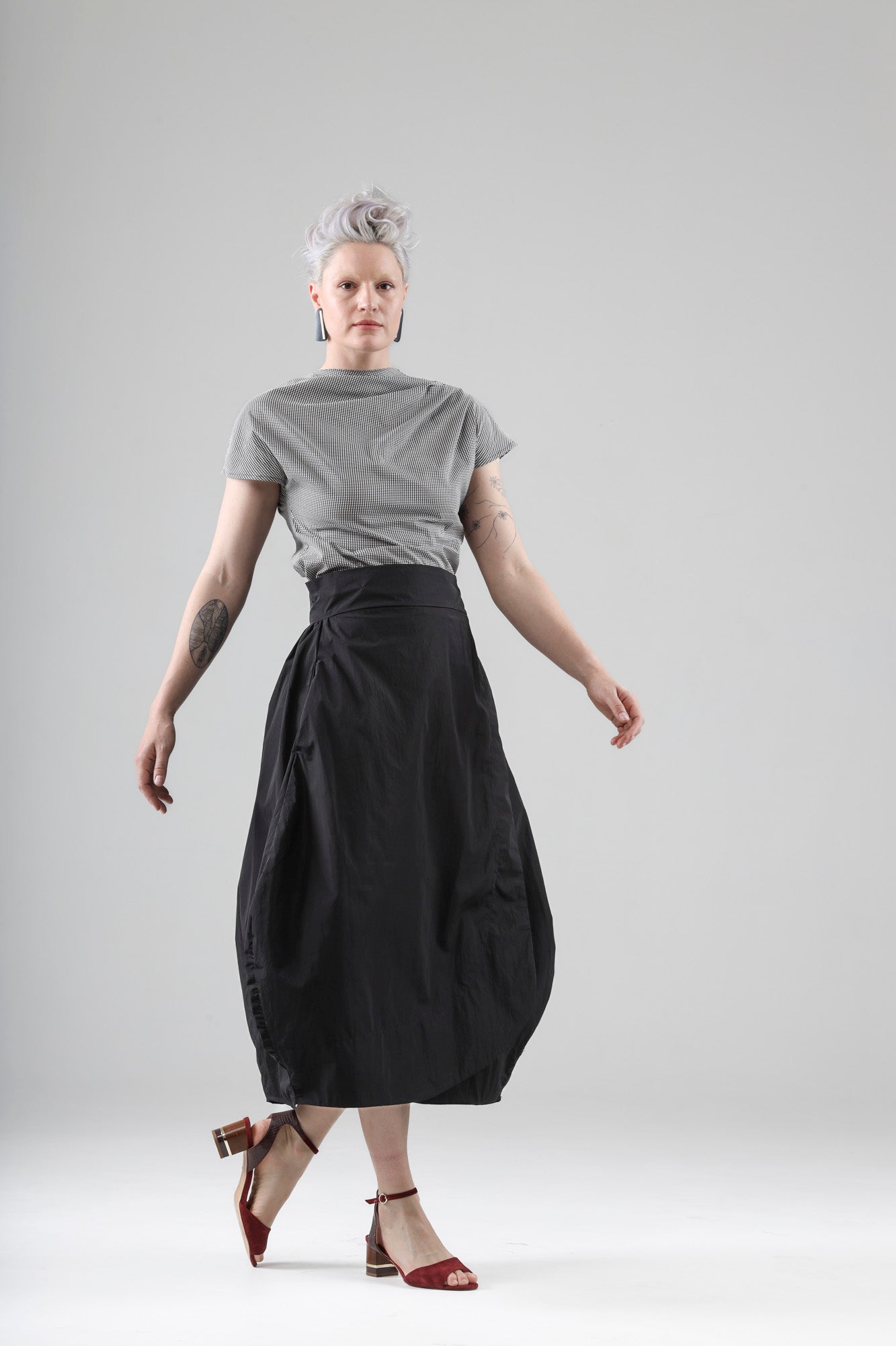- Benoit grey top with tiny love heart print - repurposed fabric- limi ...