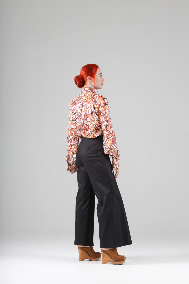 - Geo shirt in printed white cotton voile