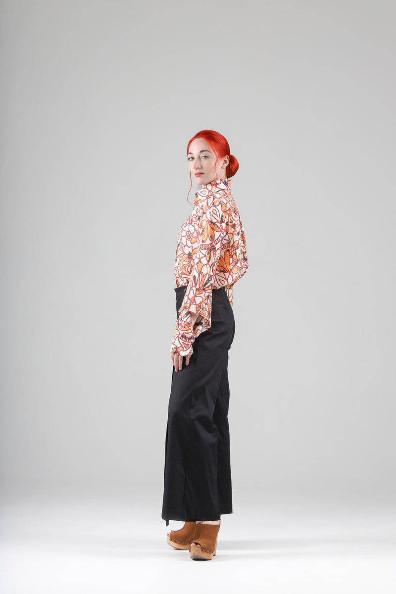 - Geo shirt in printed white cotton voile