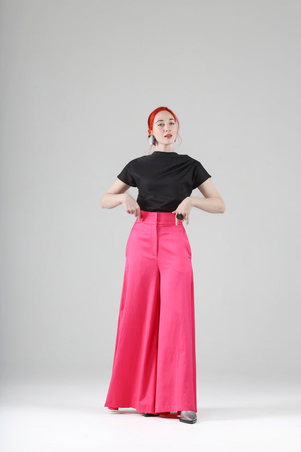 - Benoit extra wide palazzo pants in pink - limited edition - repurposed fabric