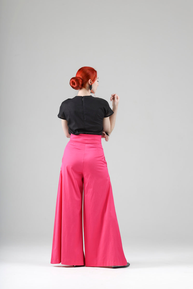 - Benoit extra wide palazzo pants in pink - limited edition - repurposed fabric