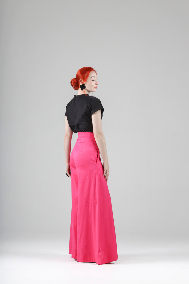 - Benoit extra wide palazzo pants in pink - limited edition - repurposed fabric