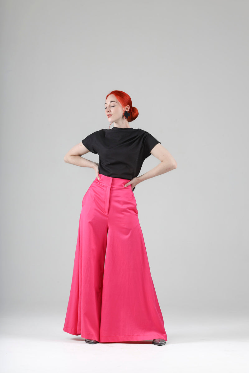 - Benoit extra wide palazzo pants in pink - limited edition - repurposed fabric