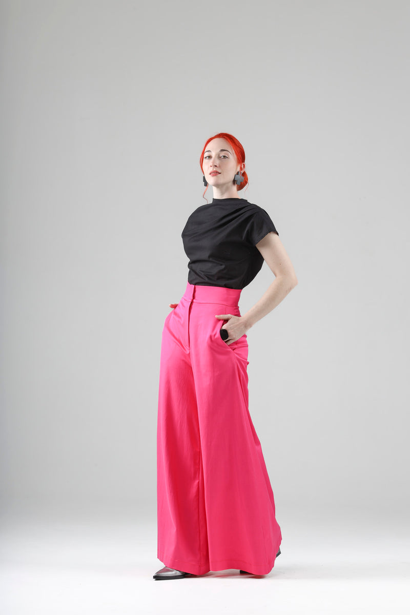 - Benoit extra wide palazzo pants in pink - limited edition - repurposed fabric