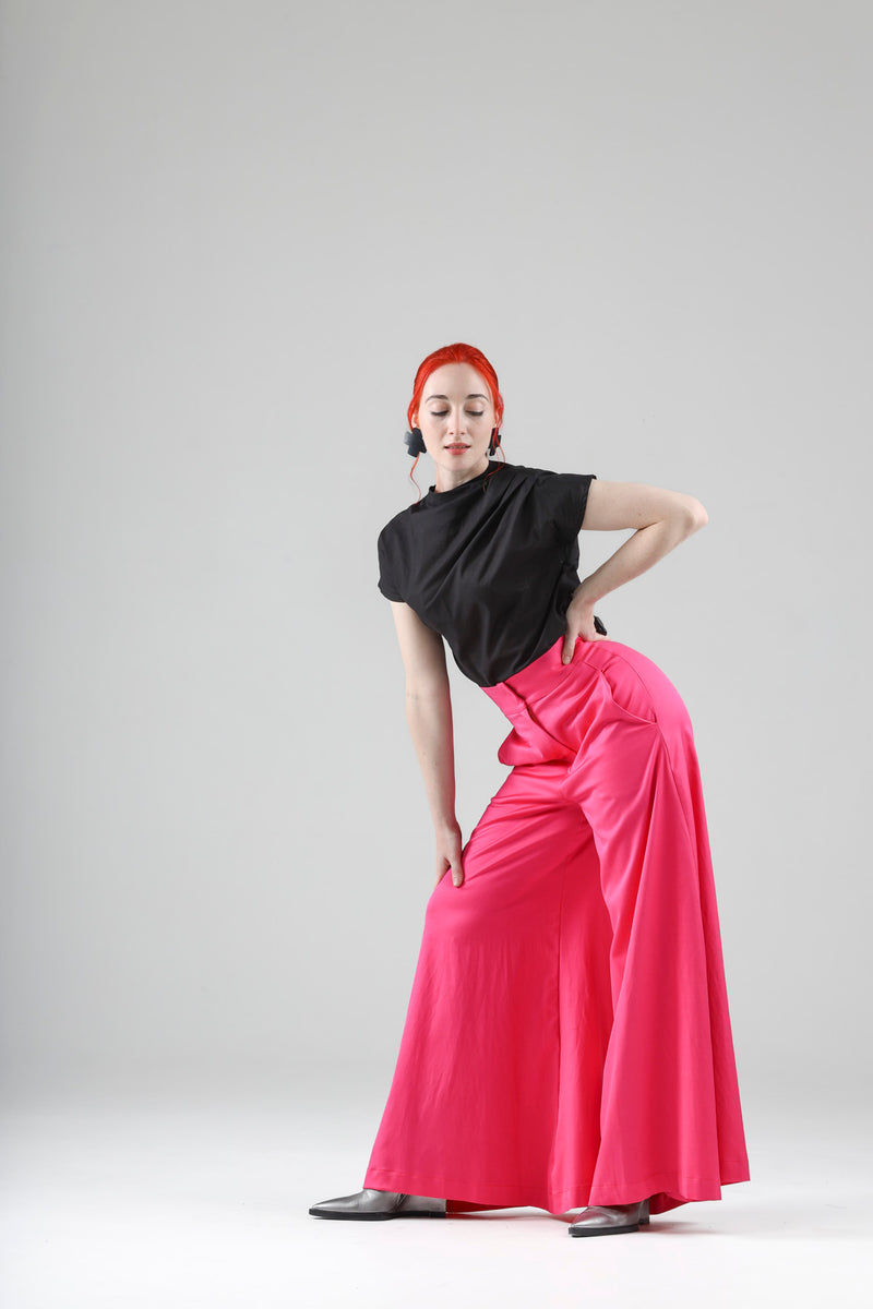- Benoit extra wide palazzo pants in pink - limited edition - repurposed fabric