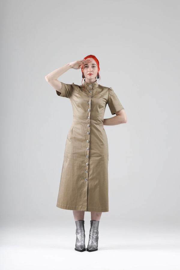 - Artur dress in khaki with short sleeves