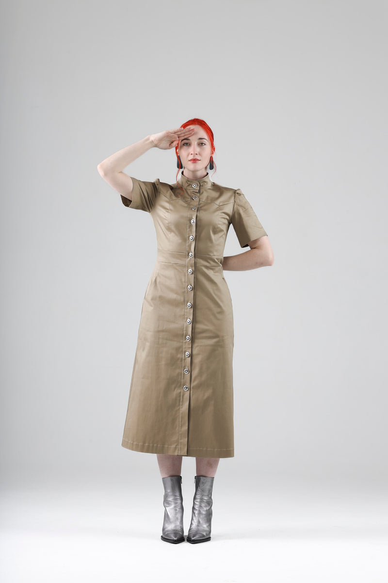 - Artur dress in khaki with short sleeves
