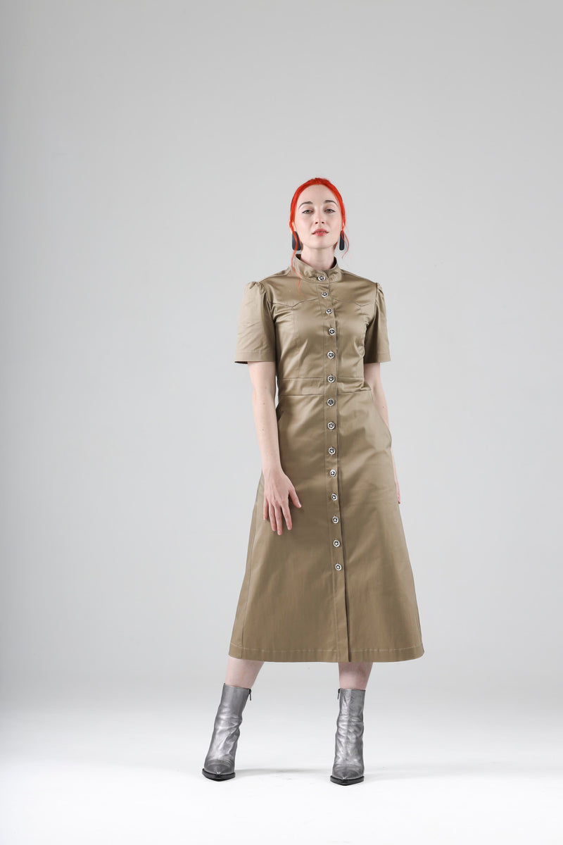 - Artur dress in khaki with short sleeves