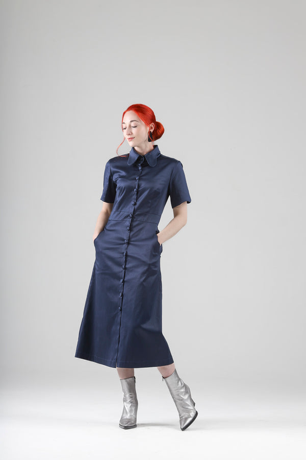 - Arsene navy dress with short sleeves