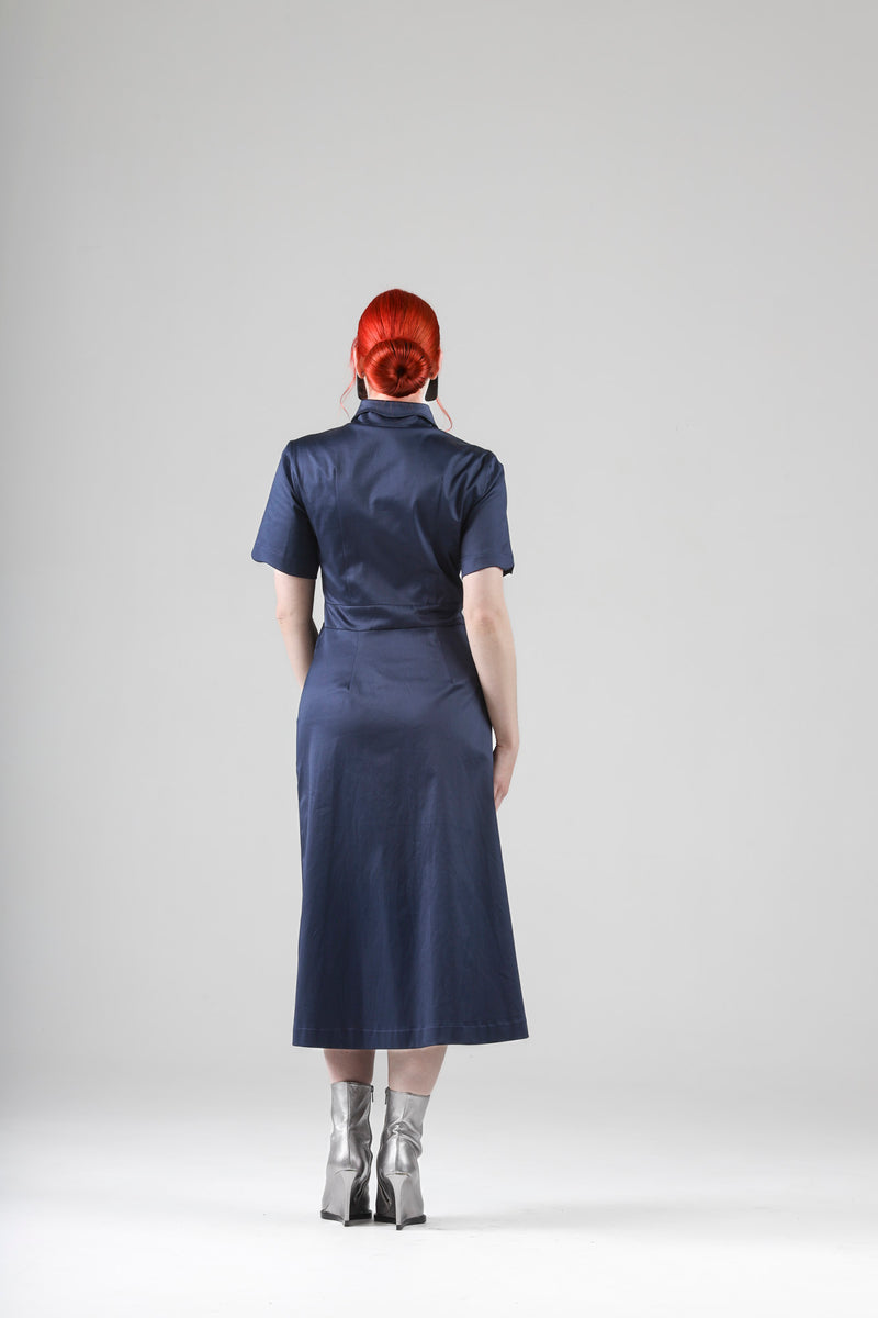 - Arsene navy dress with short sleeves