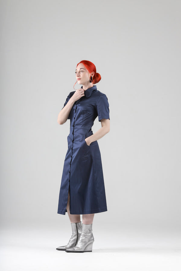 - Arsene navy dress with short sleeves