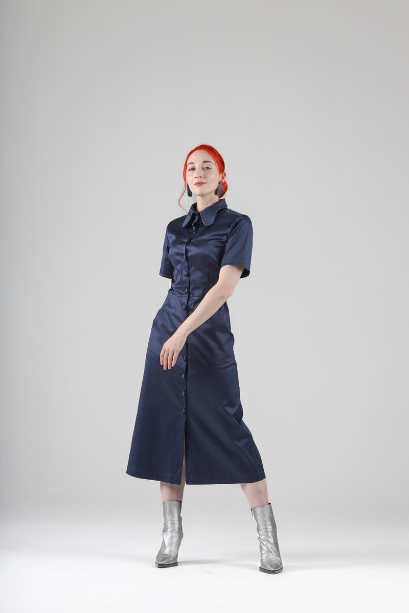 - Arsene navy dress with short sleeves