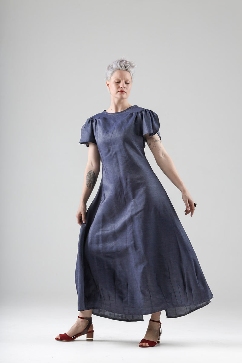 - Aimée long dress in light denim