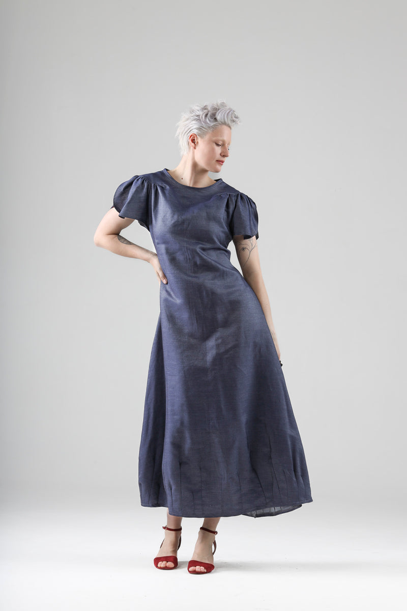 - Aimée long dress in light denim