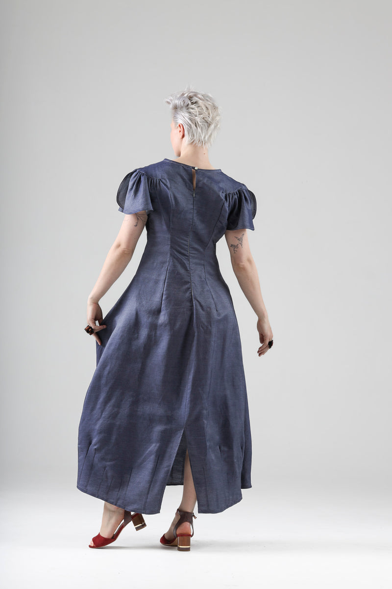 - Aimée long dress in light denim