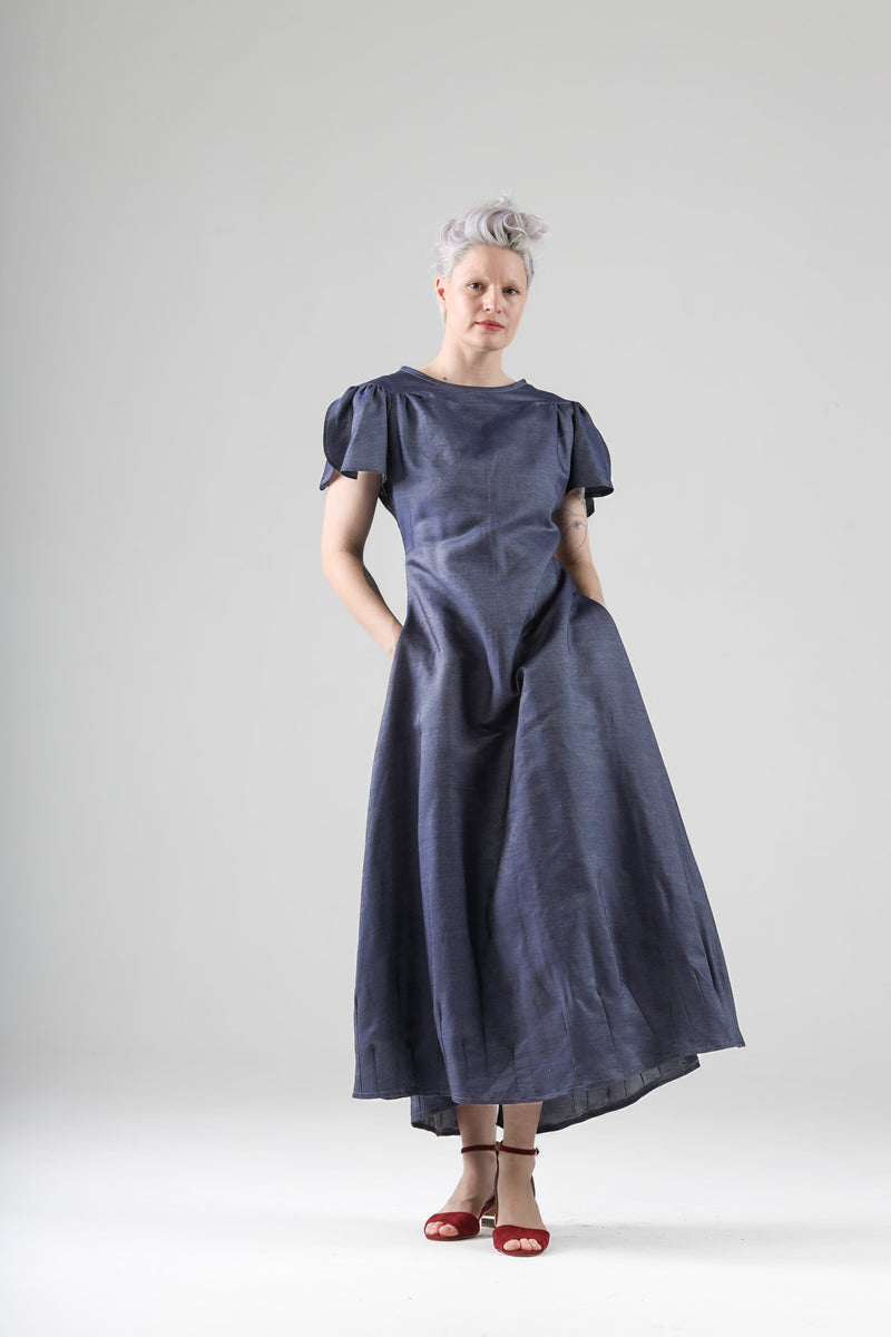 - Aimée long dress in light denim