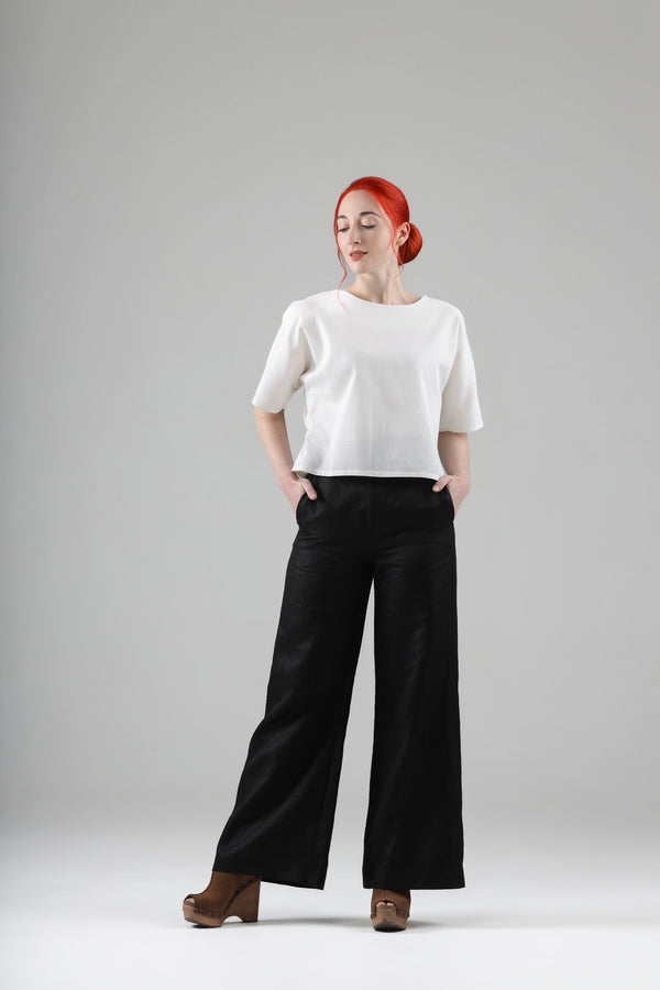 - Sami top in off white cotton mesh