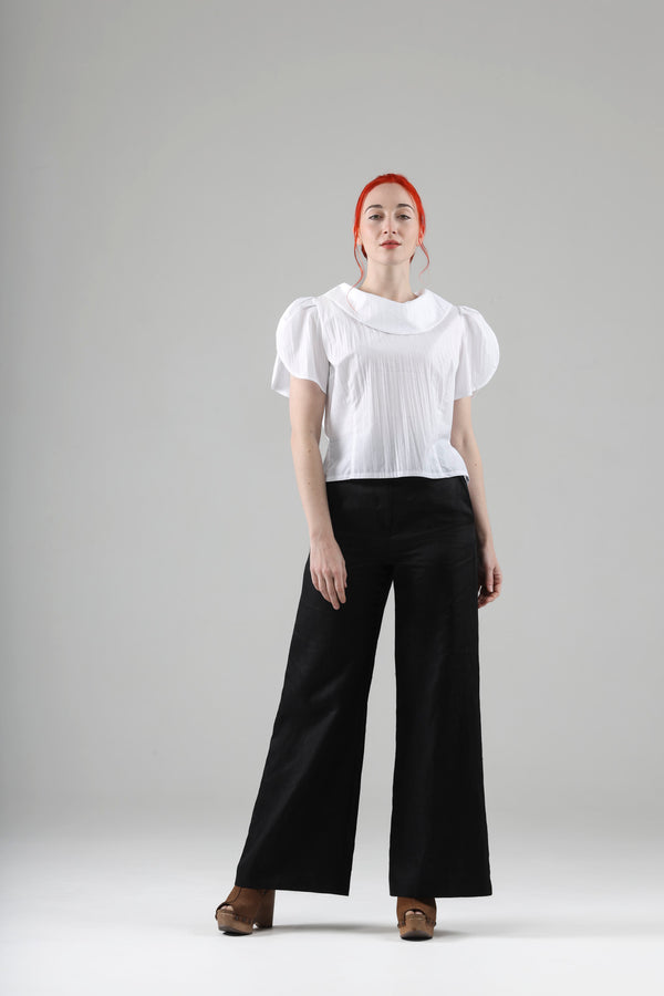 - Aya top with collar in white cotton