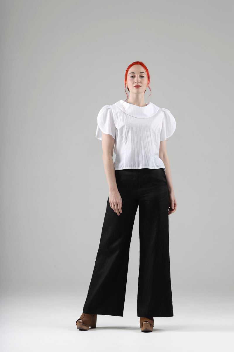 - Aya top with collar in white cotton