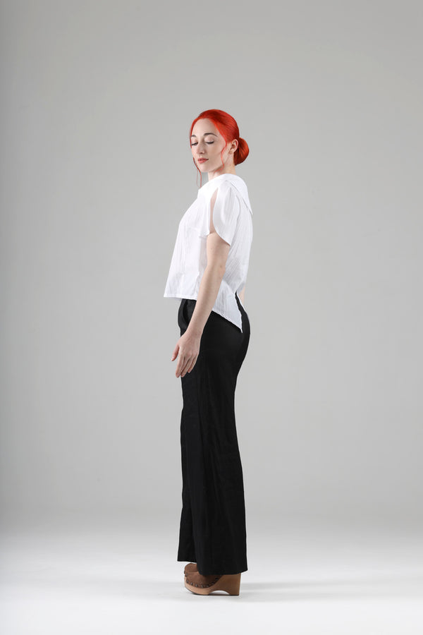 - Aya top with collar in white cotton