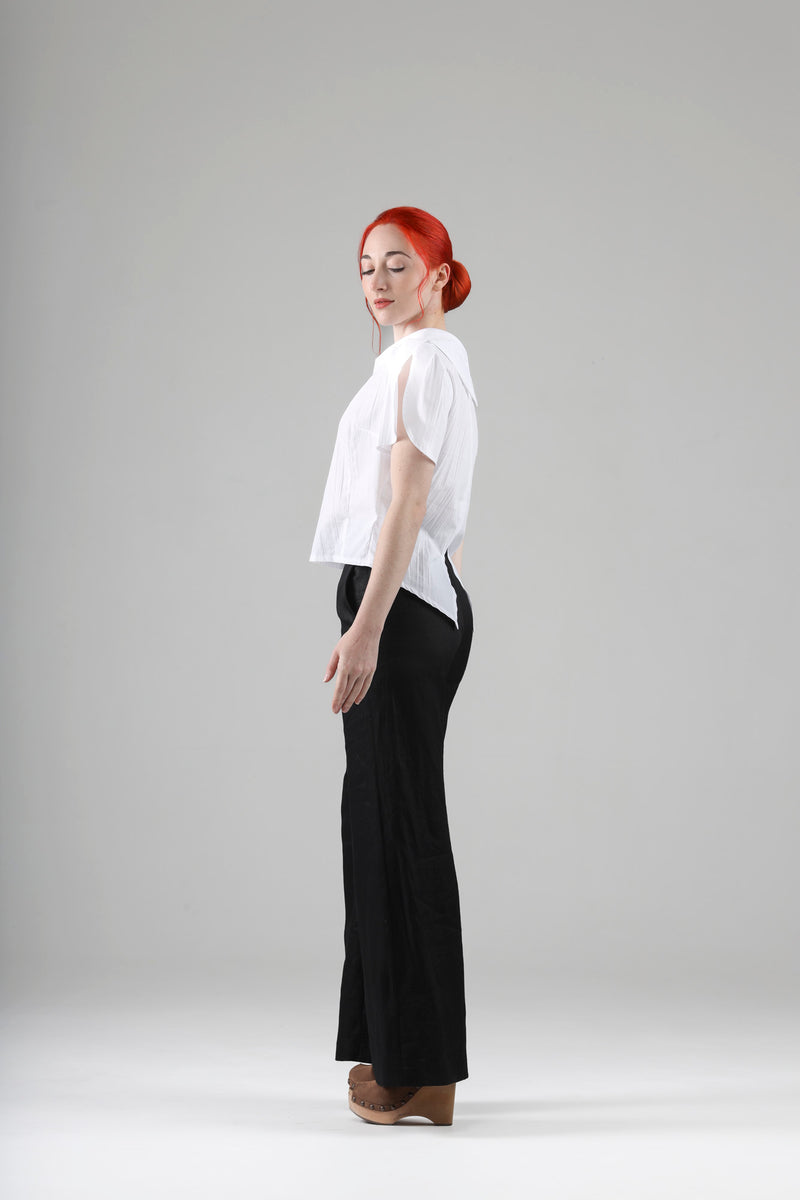 - Aya top with collar in white cotton