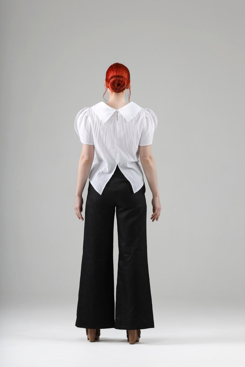 - Aya top with collar in white cotton