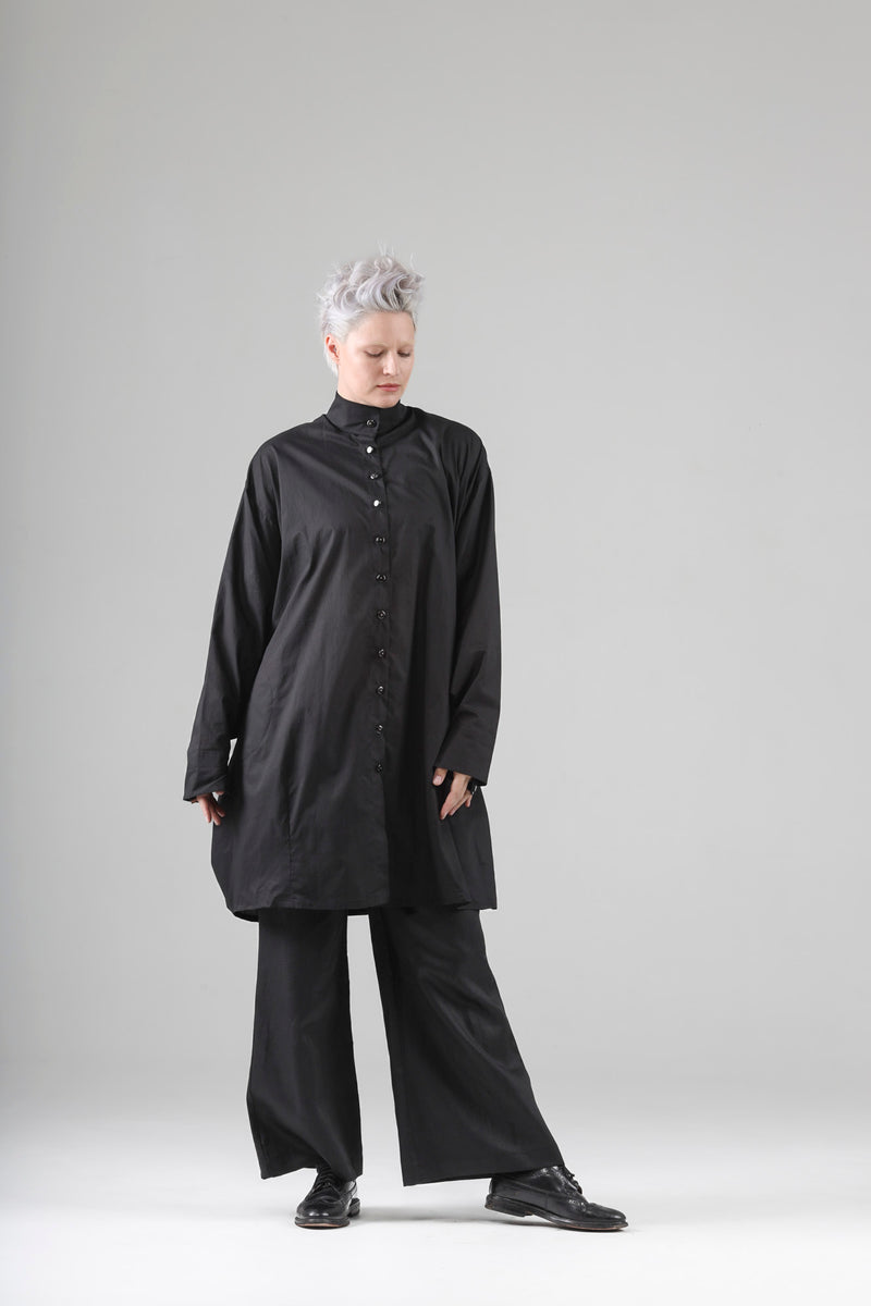 - Blaise long shirt in black cotton voile