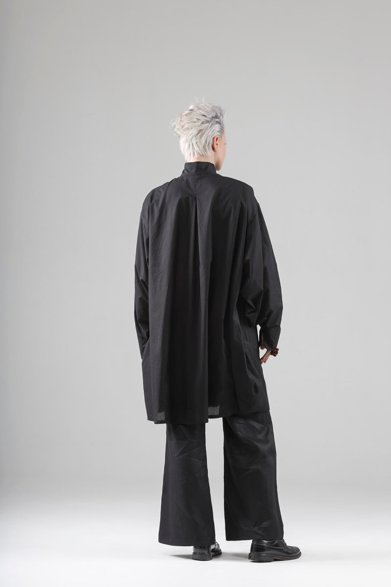 - Blaise long shirt in black cotton voile