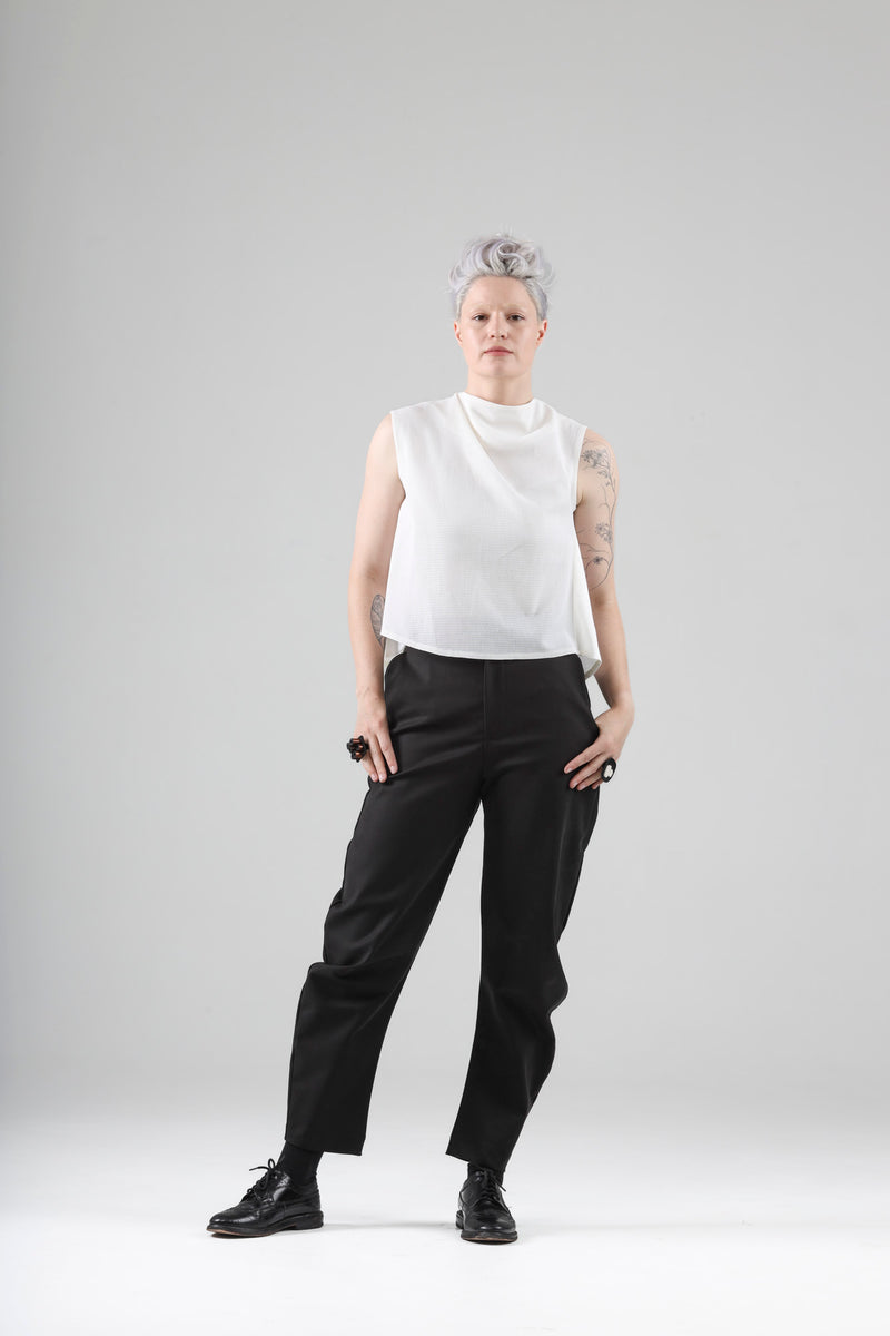 - Sam sleeveless top top in off white cotton mesh