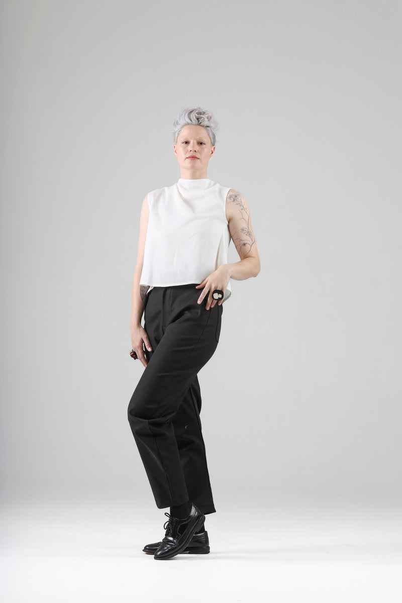 - Sam sleeveless top top in off white cotton mesh