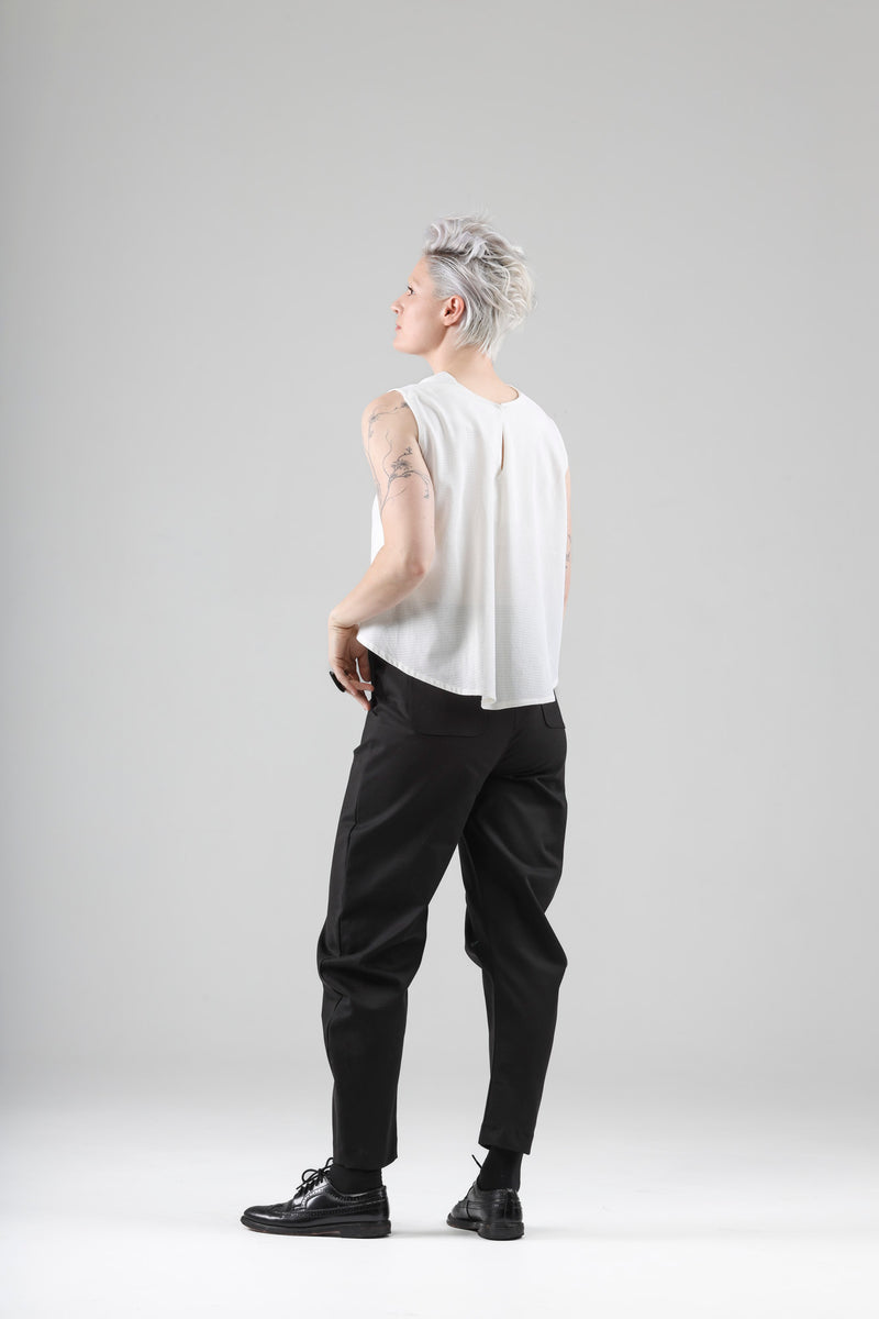 - Sam sleeveless top top in off white cotton mesh