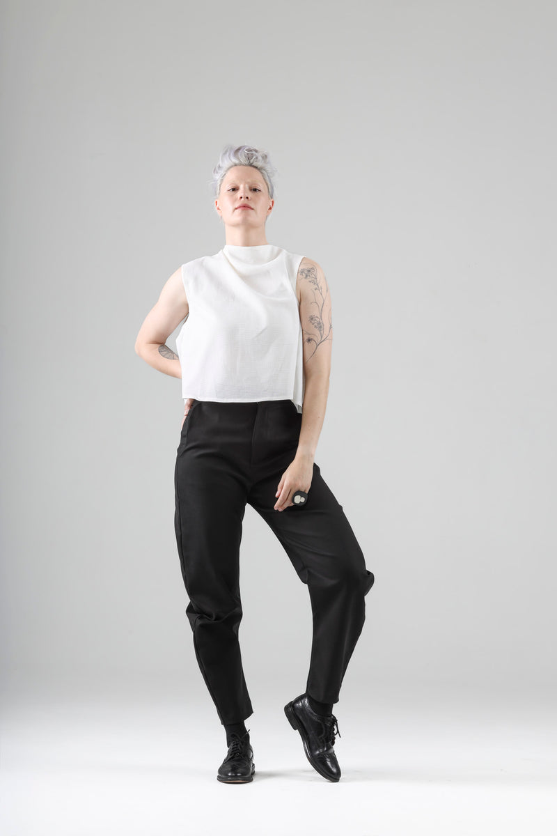 - Sam sleeveless top top in off white cotton mesh