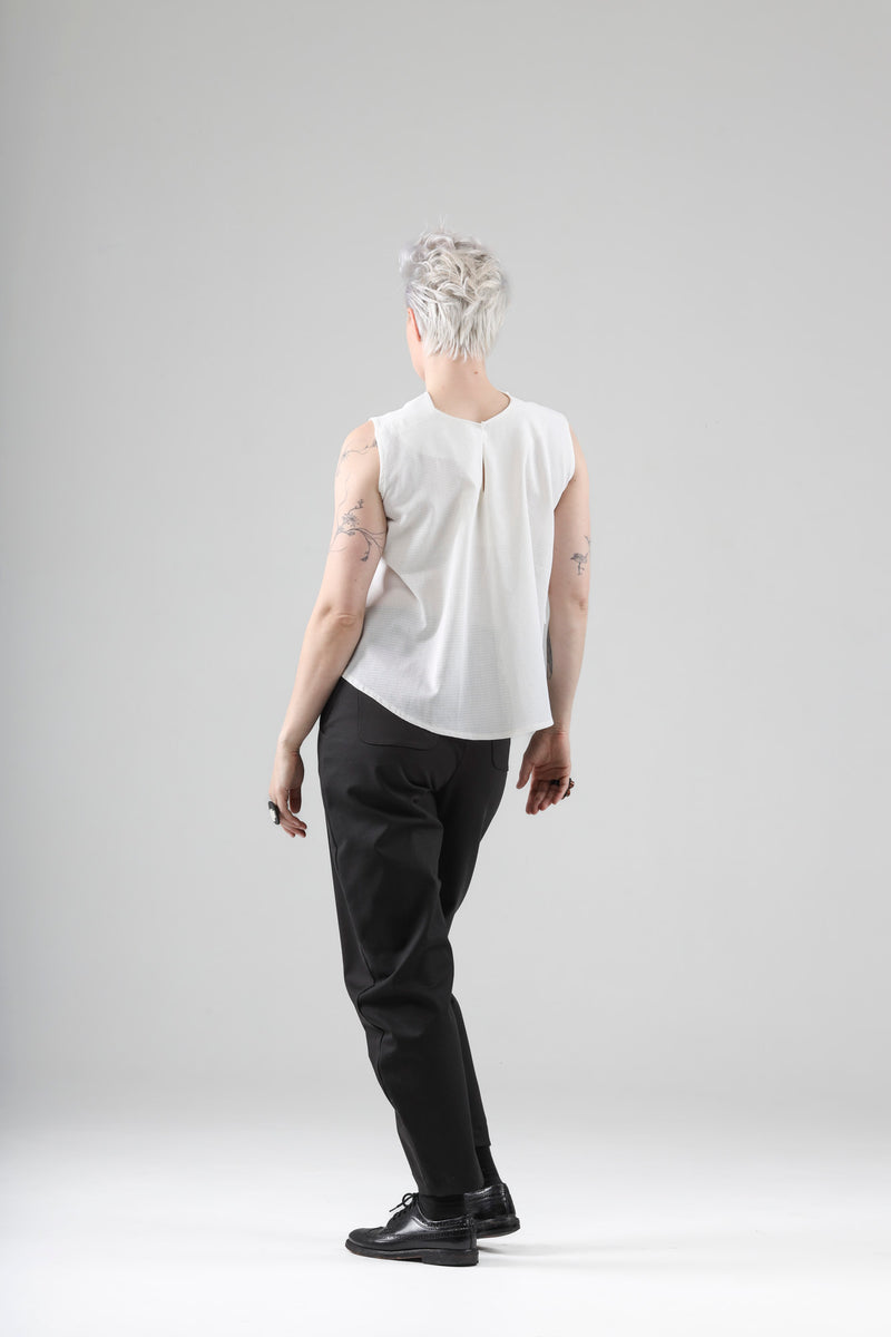 - Sam sleeveless top top in off white cotton mesh