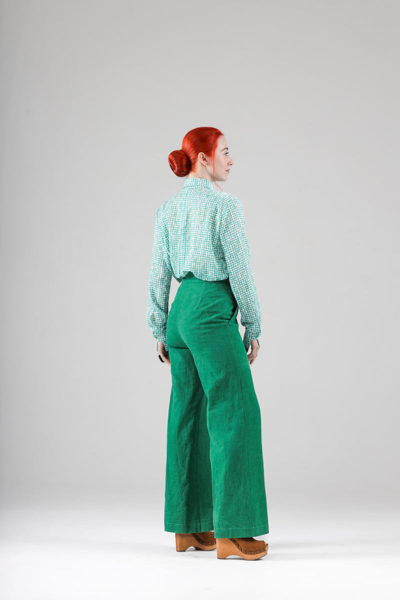- Apolline high waisted green pants in linen - limited edition