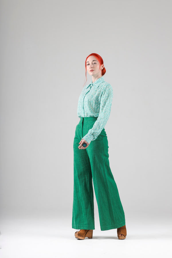 - Apolline high waisted green pants in linen - limited edition