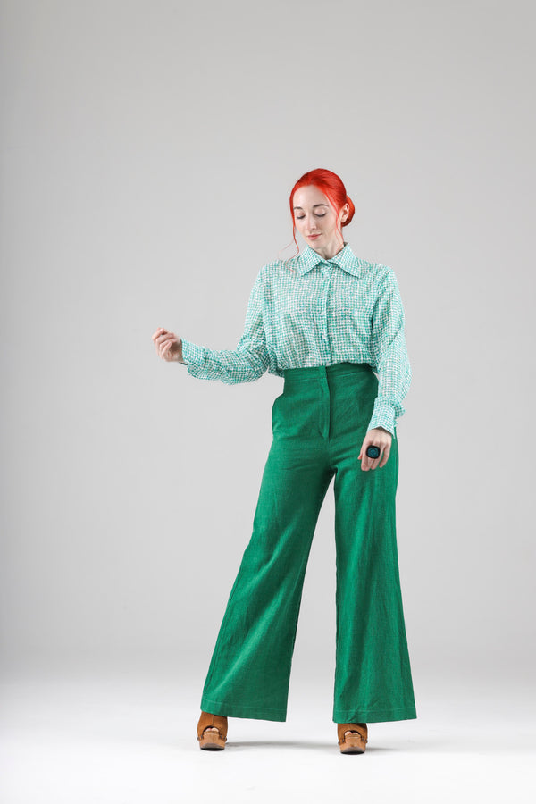 - Apolline high waisted green pants in linen - limited edition