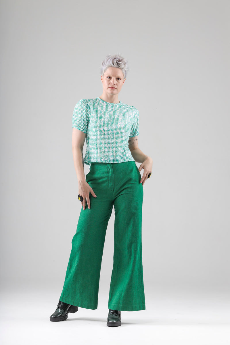 - Amy top in green print