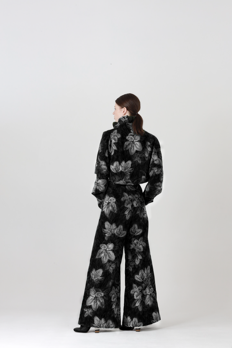 - Flora high waisted palazzo pants in black and white