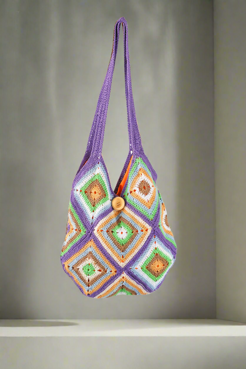 Handmade crochet bag in purple