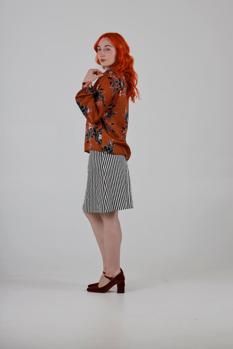 1- Anthony shirt in brown floral print