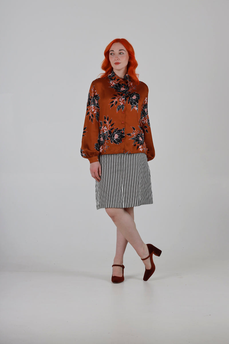1- Anthony shirt in brown floral print