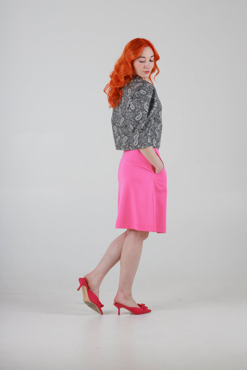 1- Hera top in grey paisley print top