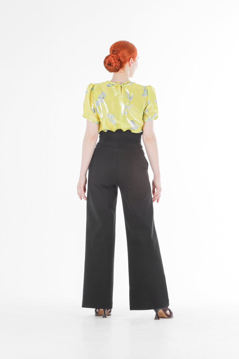 NATALI BLACK HIGH WAIST WIDE LEG PANT - Nils Online