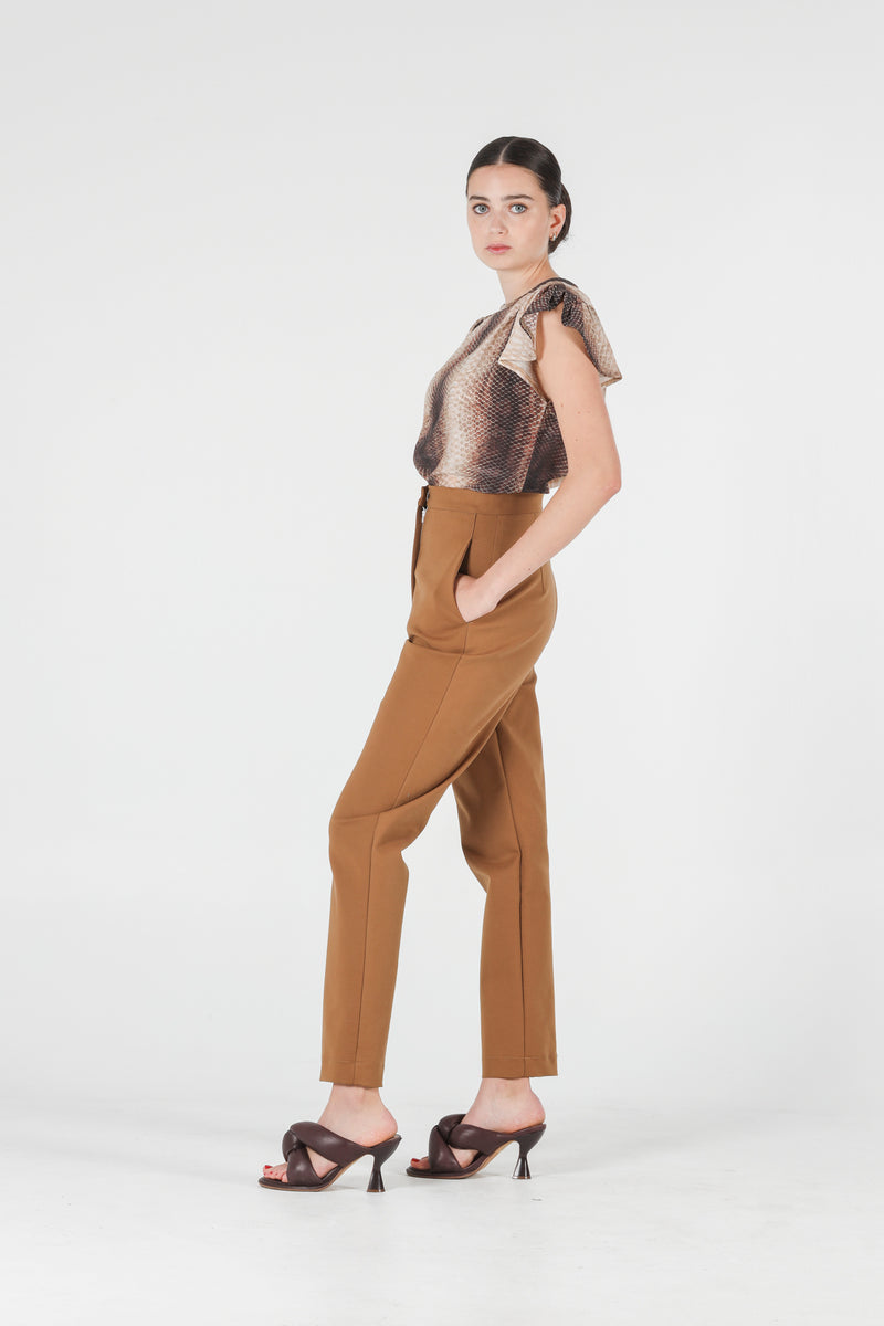 1- Camel high waisted pants with straight leg