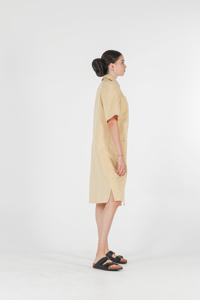 1- Jerry shirt dress in yellow stripes