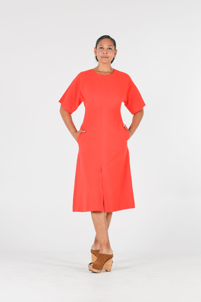 1 - Violeta dress with open back in red