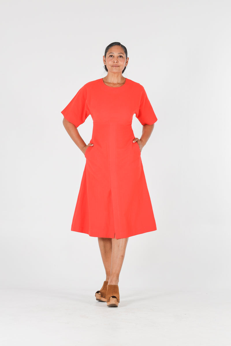 1 - Violeta dress with open back in red