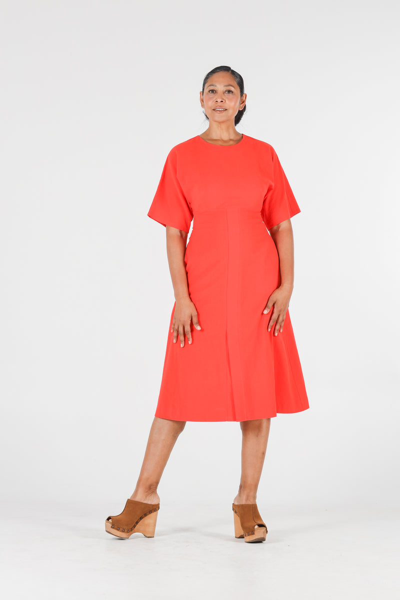 1 - Violeta dress with open back in red