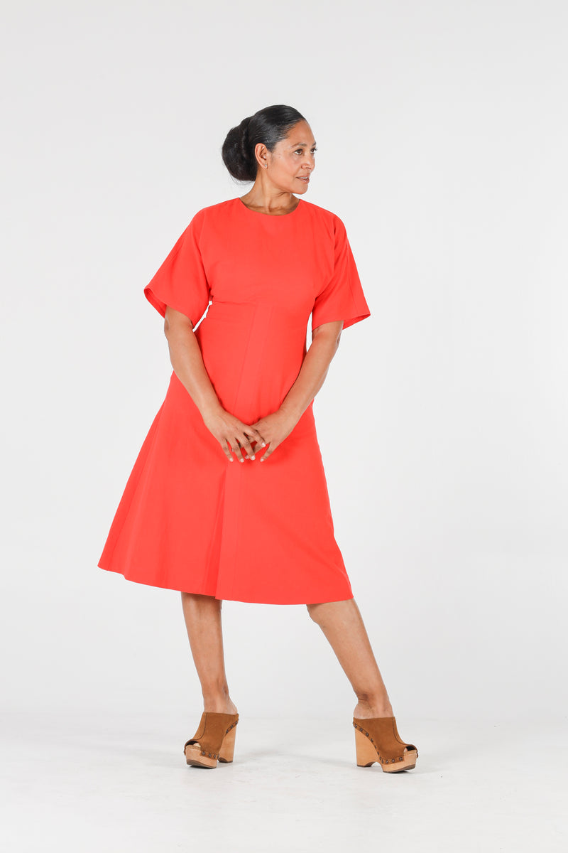 1 - Violeta dress with open back in red