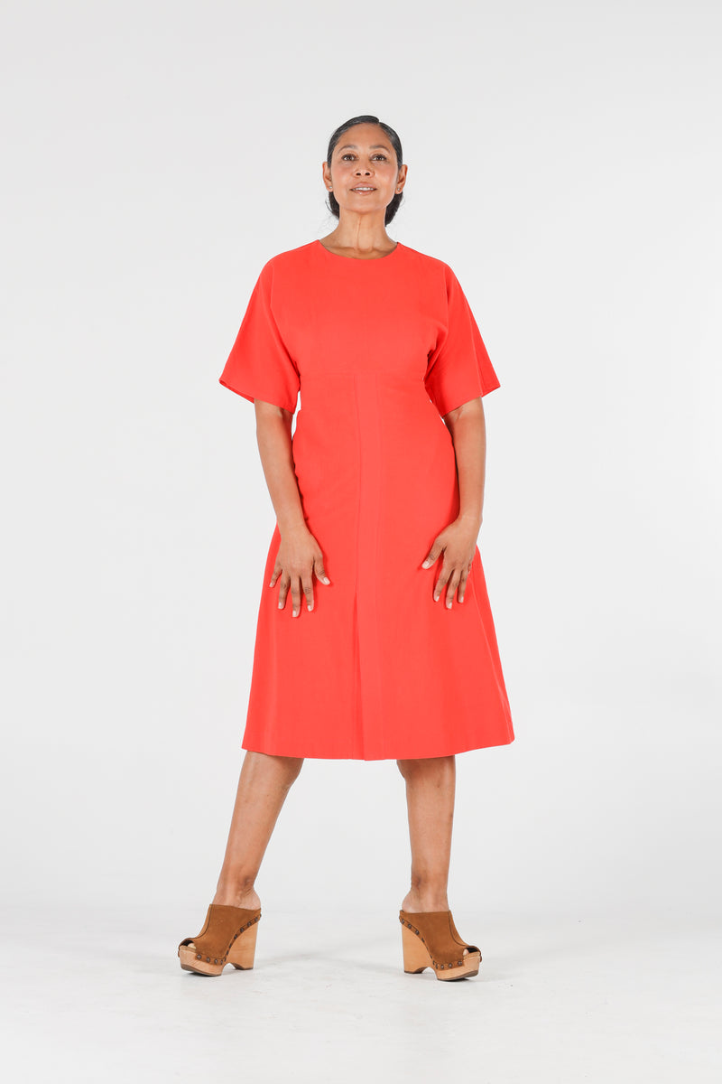1 - Violeta dress with open back in red